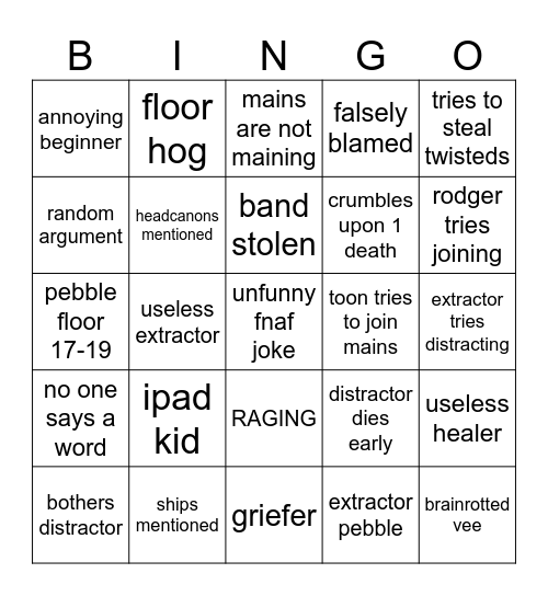 dw bingo Card