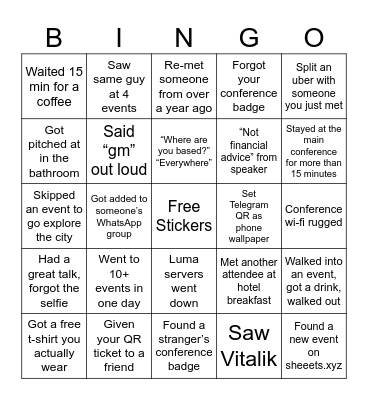 Conference Enjoyoor Bingo Card