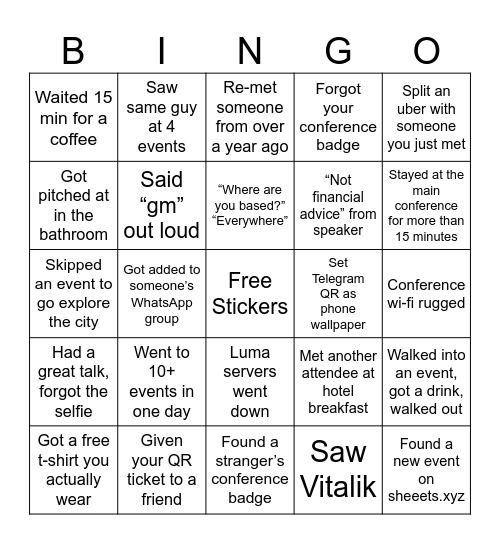 Conference Enjoyoor Bingo Card