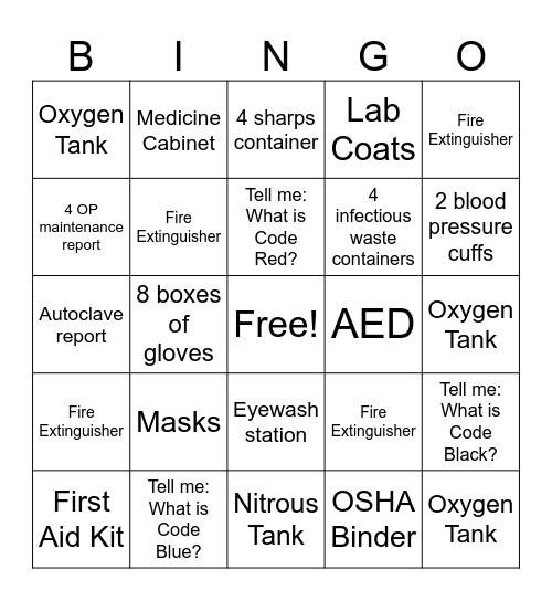 Canoe OSHA Bingo Card
