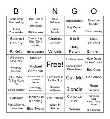 Bingo At The Movies Bingo Card