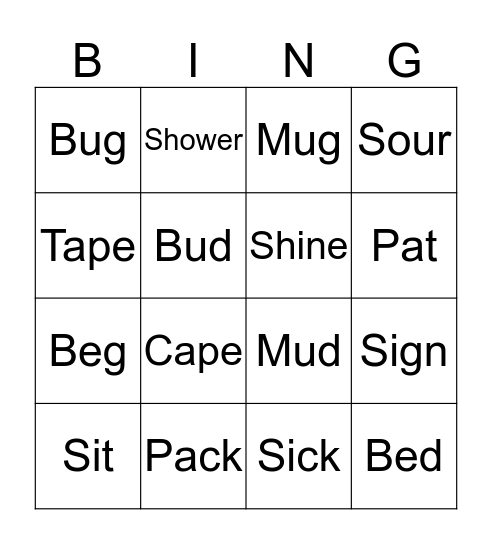 Fronting Bingo Card