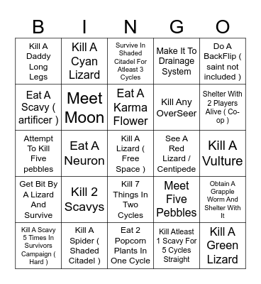 Rainworld Bingo Card