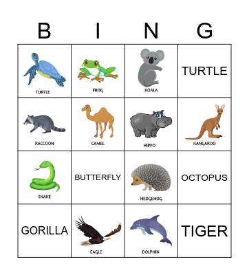 Wild Animals Bingo Card