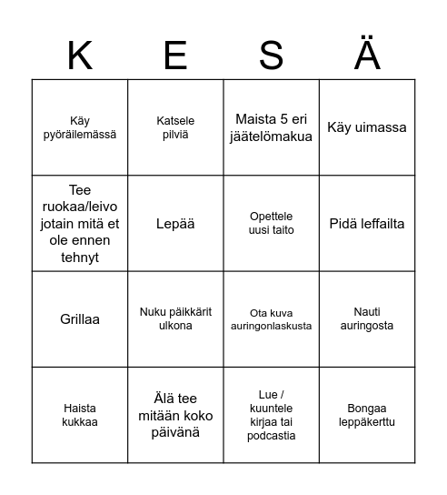 KESÄBINGO Card