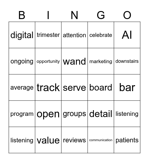 Listen Up! Bingo Card