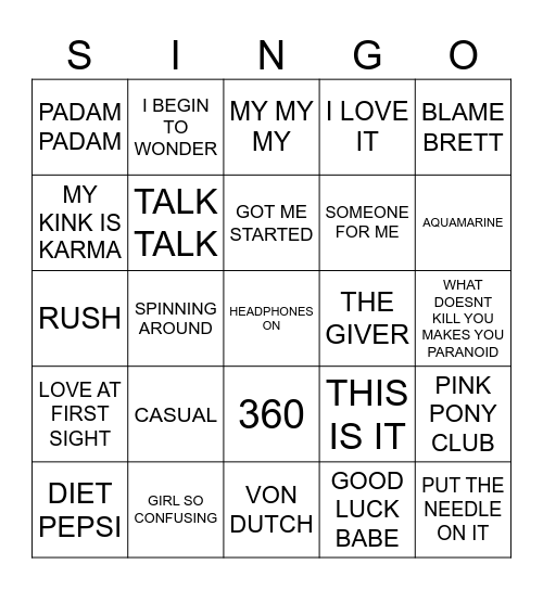 959 THE SAPPHIRES Bingo Card