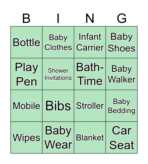 Baby Bingo Card