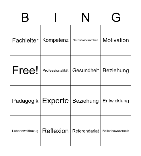 Pädagogik bullshit Bingo Card
