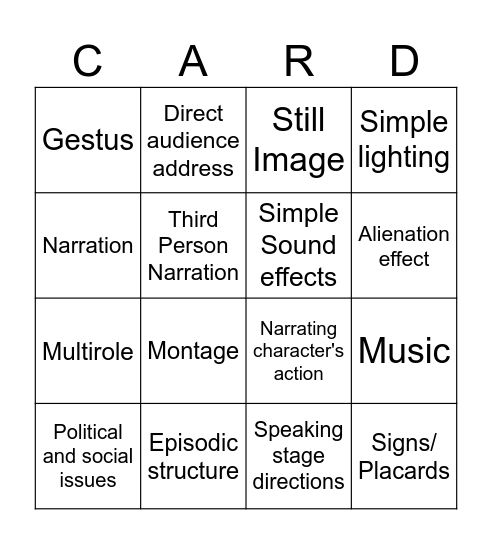 Brecht Bingo - learn your vocab Bingo Card