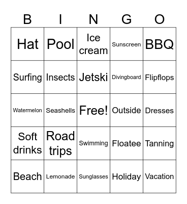 Summer Bingo Card