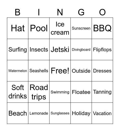 Summer Bingo Card