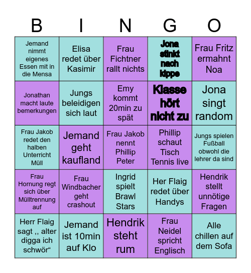 Wochen Bingo Card