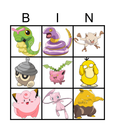 Pokemon Bingo Card
