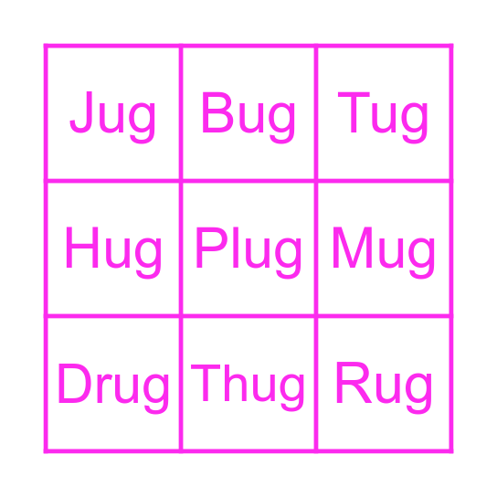 English sounds : - ug อัก Bingo Card