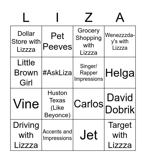 Lizzza Bingo! Bingo Card