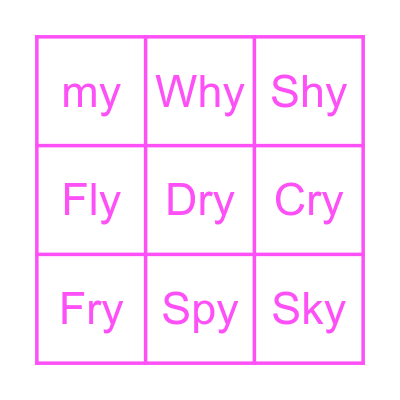 English sounds : -y = อาย Bingo Card