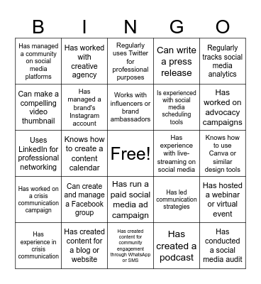 CoP Comms Rollout Meeting Bingo Card