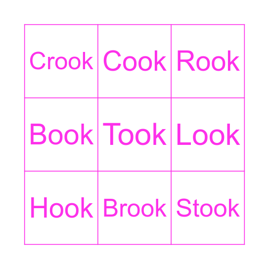 English sounds : -ook = อูค Bingo Card