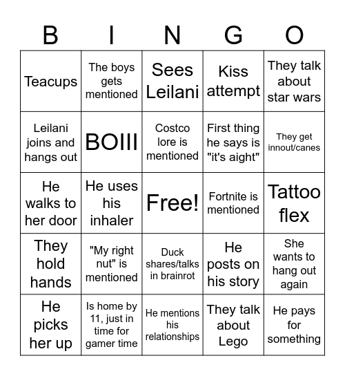 Duck Disney Bingo Card