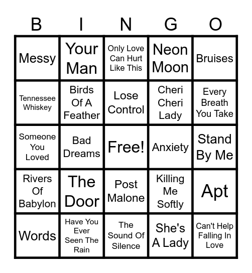 Dana's Summer Music Bingo 2025 Bingo Card