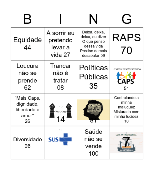 Luta Antimanicomial Bingo Card