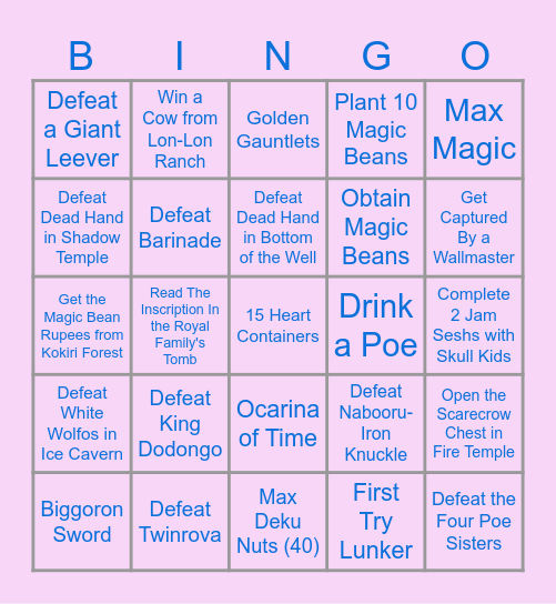 OoT Randomizer Bingo Card