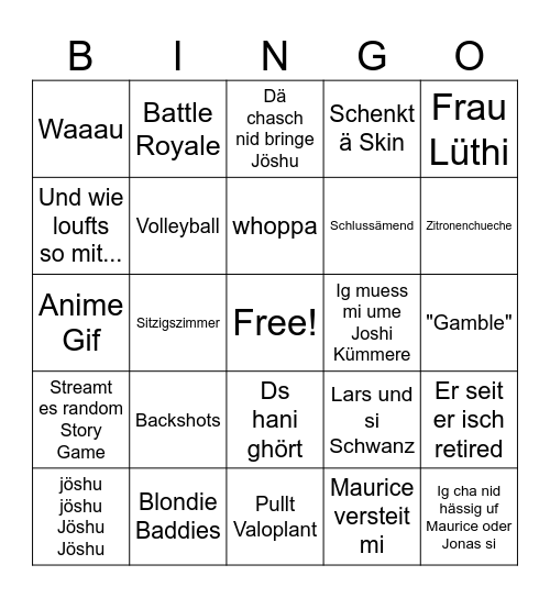 Duy Bingo Card