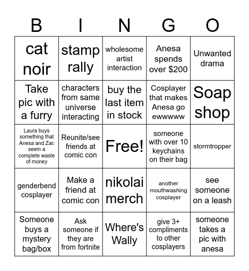 Comic Con 2025 BINGO Card