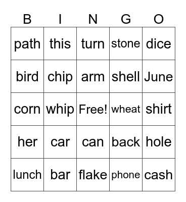 word Bingo Card
