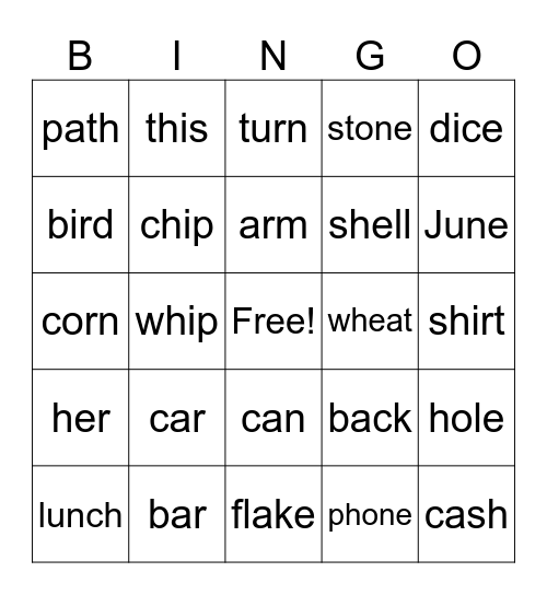 word Bingo Card