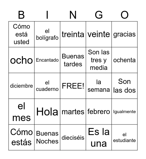 Para Empezar Bingo Card
