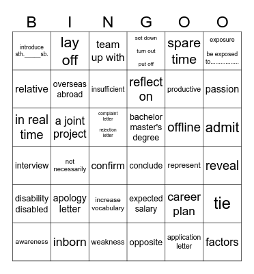 list 20听力23-24，6+1阅读88-91 Bingo Card