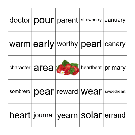 Other r-controlled spellings Bingo Card