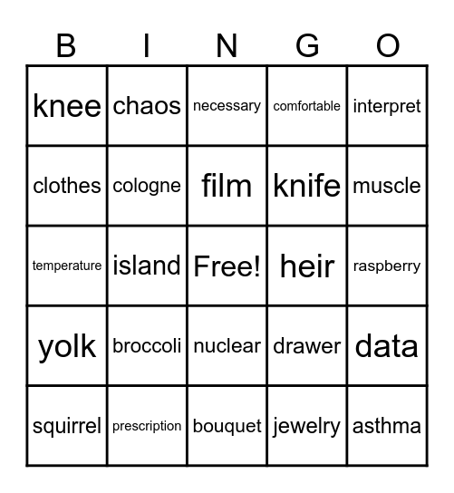 Untitled Bingo Card