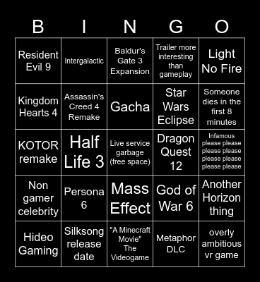 Summer Games Fest Bingo Card