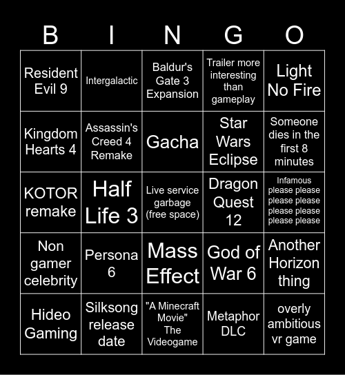 Summer Games Fest Bingo Card