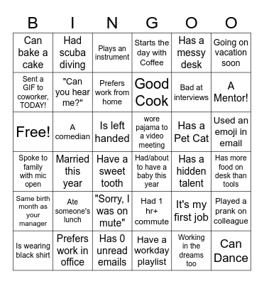 TEAM Bingo Card