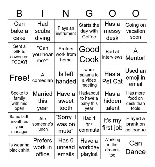 TEAM Bingo Card