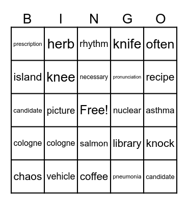 Untitled Bingo Card
