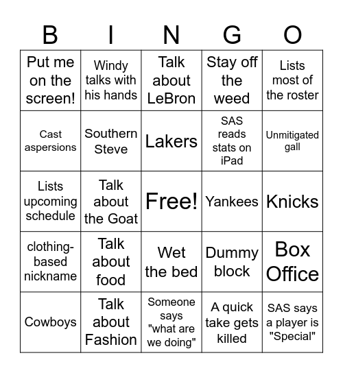 First Take Bingo Card