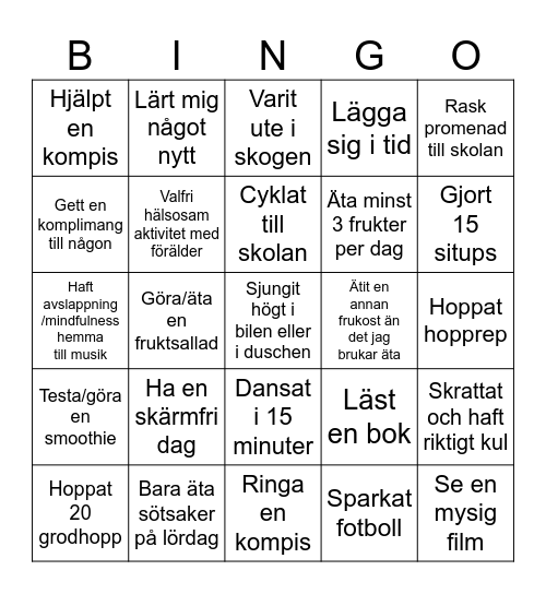 HÄLSOBINGO 🍎 Bingo Card