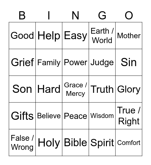 Sermon Bingo Card
