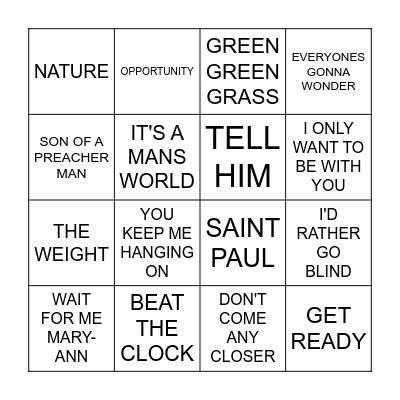 60's POP Bingo Card