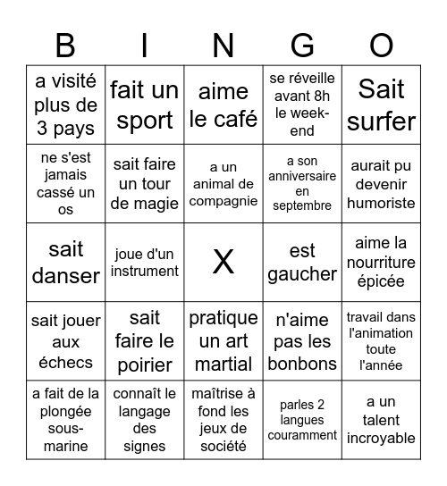 Bingo Passeport Bingo Card
