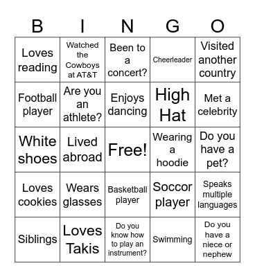 First Day of School Bingo Card