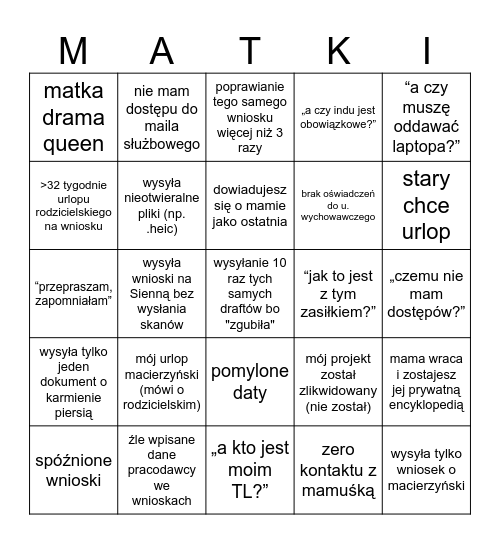 mamusie my beloved Bingo Card