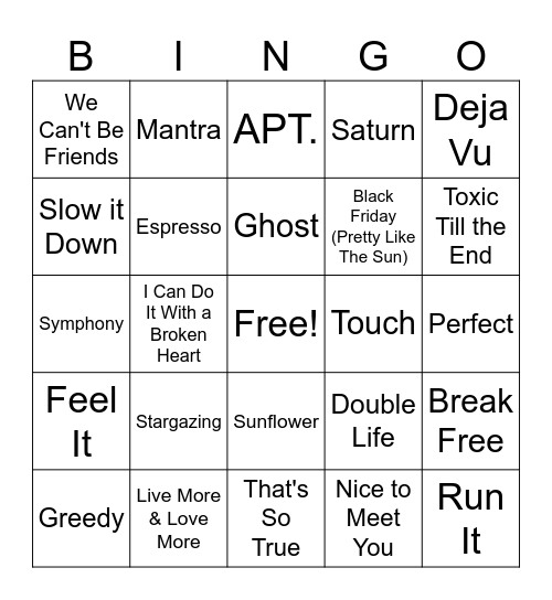 Music Bingo 2 Bingo Card