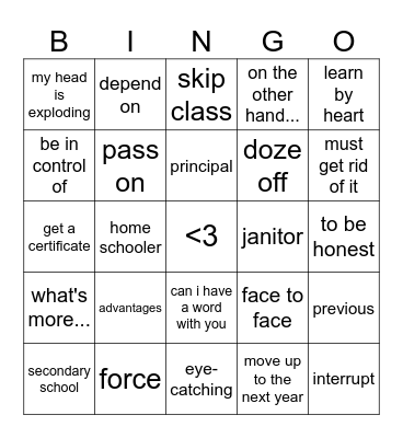 6.6 Bingo Card