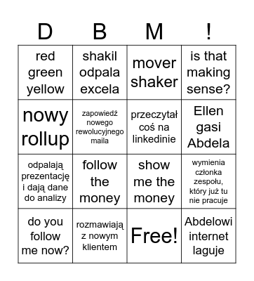 DBM Bingo Card